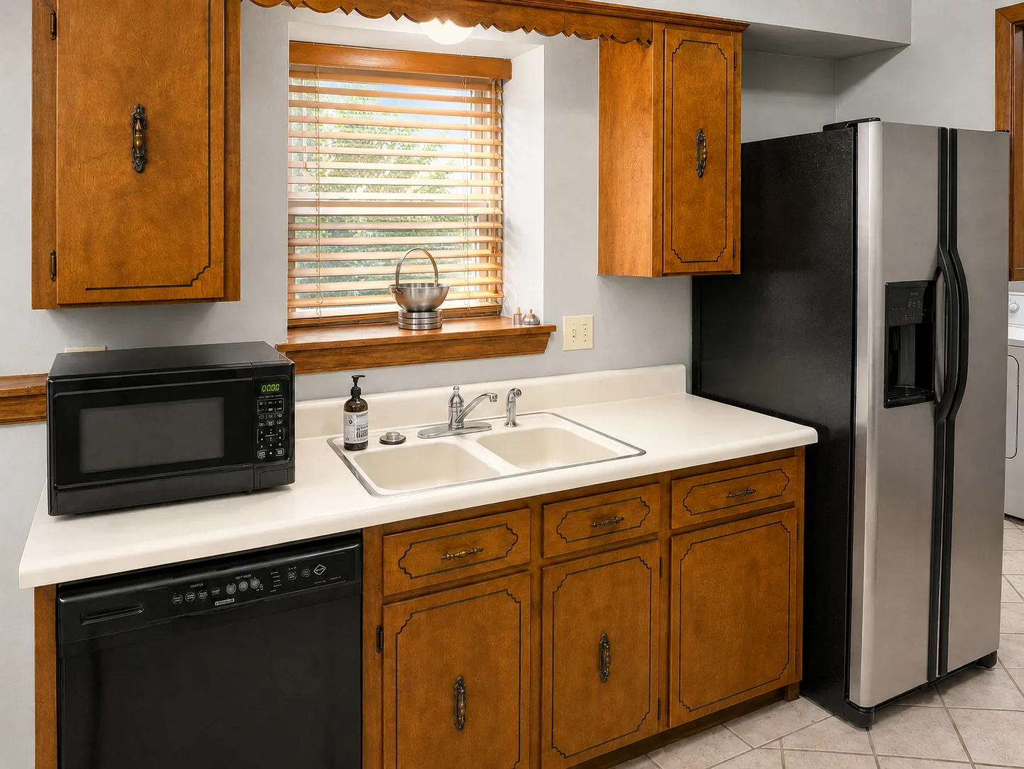 Fully outfitted kitchen in apartment 1301 B
