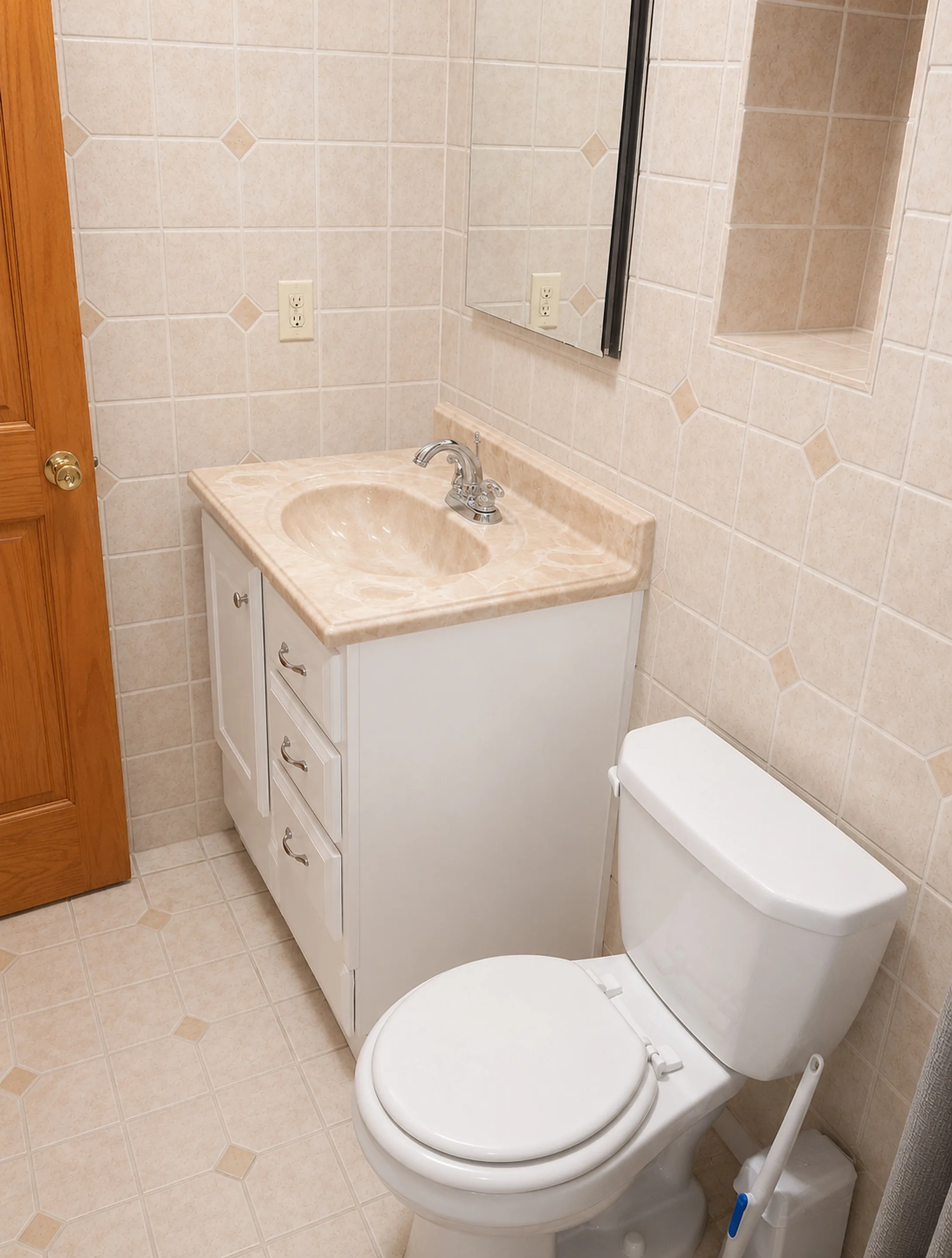 Bathroom vanity and toilet in apartment 1305 B