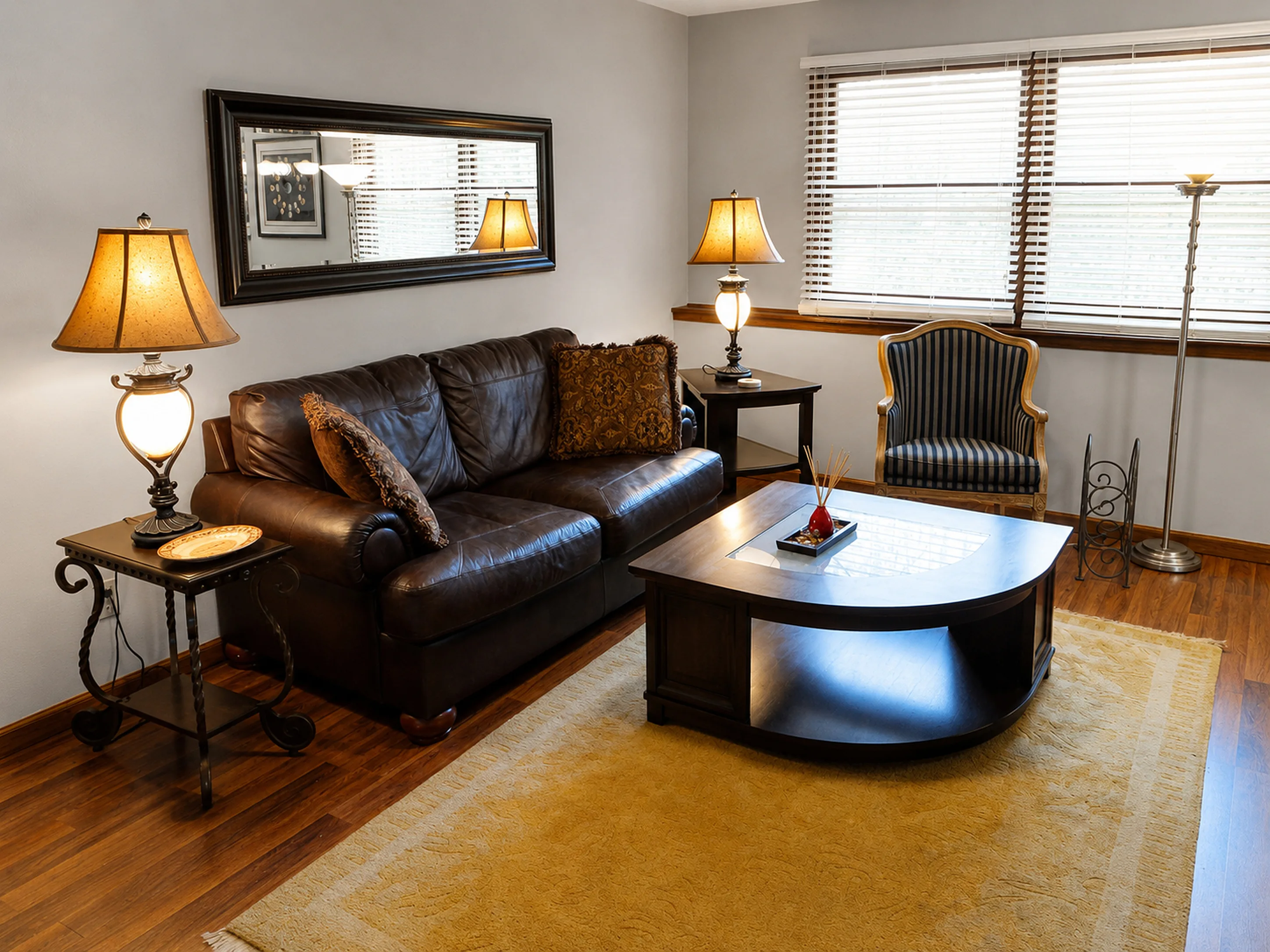 Warm furnished living room in apartment 1307 B