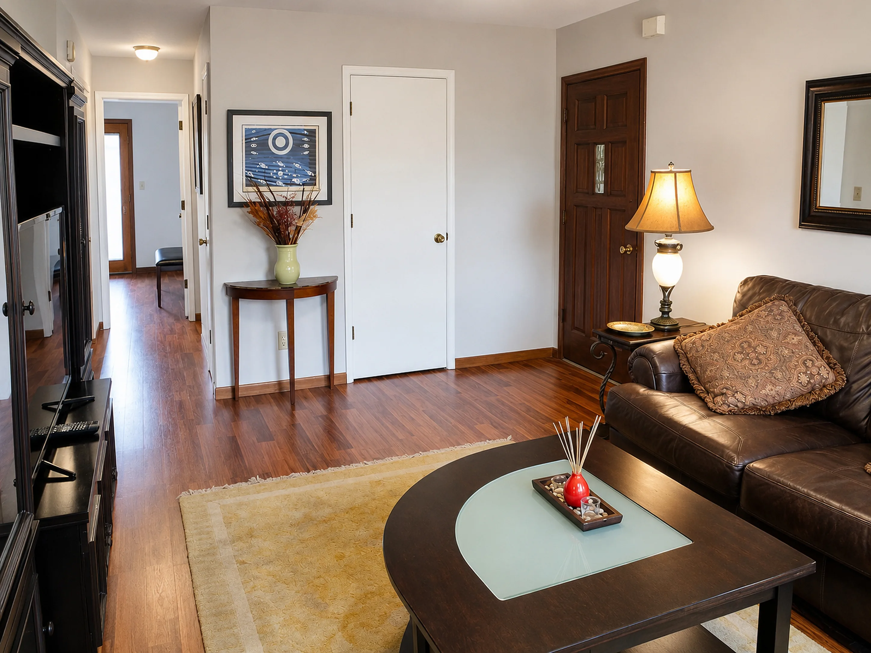 Living room and apartment entry in apartment 1307 B