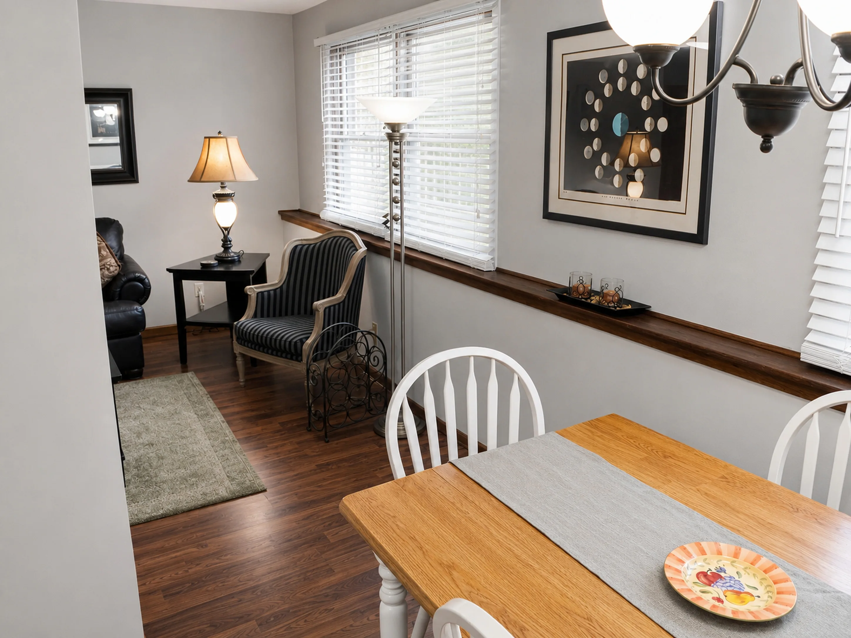 Dining area looking toward the living room in apartment 1307 B